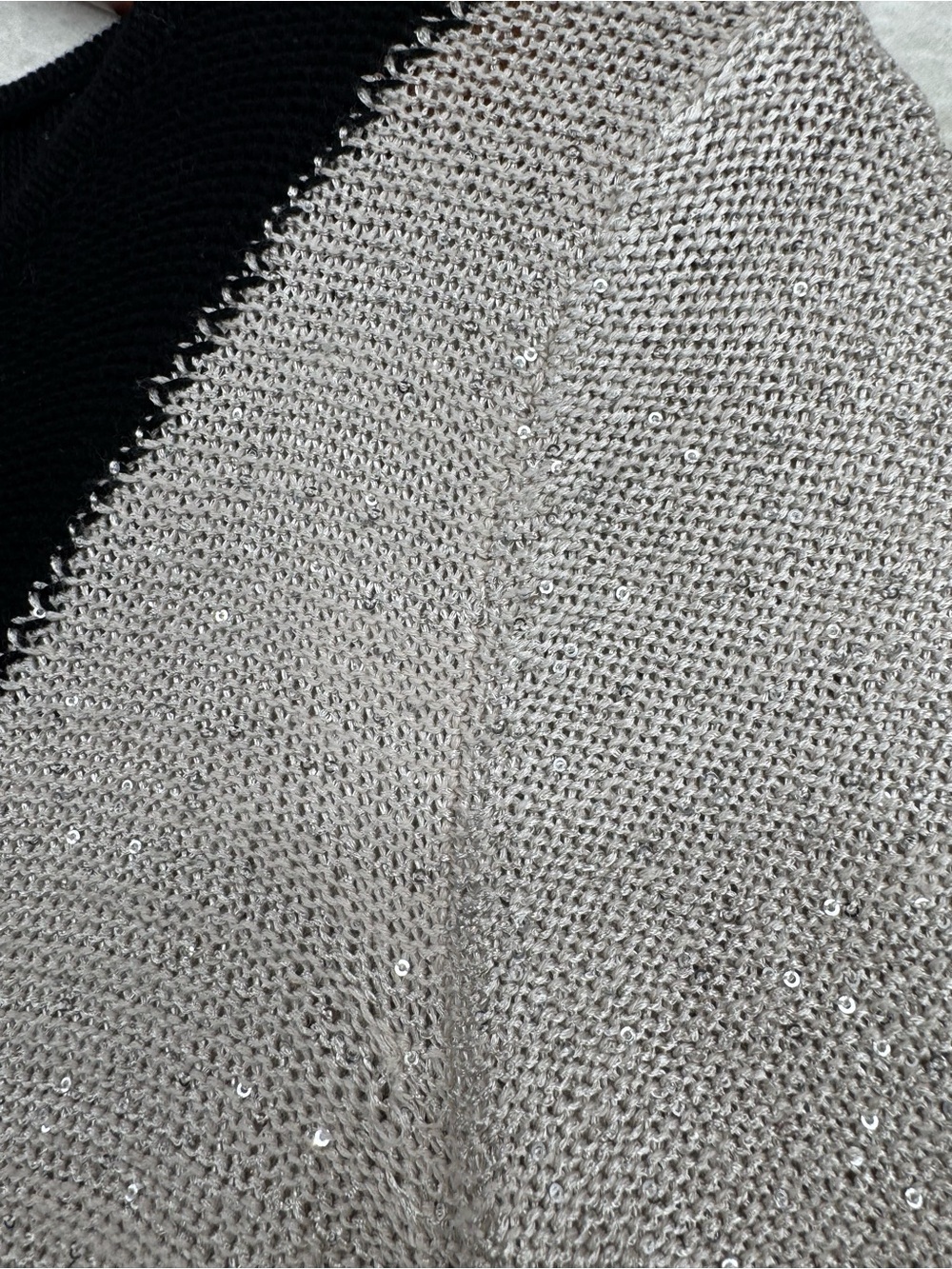 SOFT SURROUNDINGS Sequin Colorblock Tunic Sweater XL Black Silver Sparkle - Picture 2 of 15